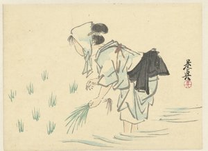 Rizsültető nő alkotó: Shibata Zeshin