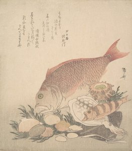Kagylók és moha között úszkáló nagy és kis halak a tenger fenekén, kb. 1830., kb. 1830.