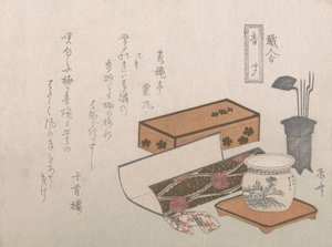 Eszközök a füstölő szertartáshoz, „Tömjénmester” Kogiki, az An Arra... sorozatból, kb. 1810-es évek.