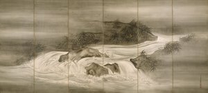 Folyói táj szentjánosbogarak alkotó: Shiokawa Bunrin