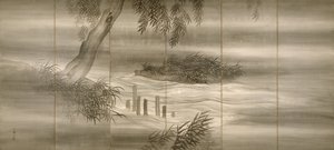 Folyói táj szentjánosbogarakkal, 1874 alkotó: Shiokawa Bunrin