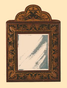 Diófa keretes tükör, intarziás intarziával, 1905 alkotó: Shirley Charles Llewellyn Slocombe