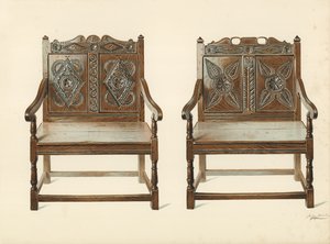 Dupla tölgy székek (walesi), H Clarence Whaite (chromolitho) tulajdona alkotó: Shirley Charles Llewellyn Slocombe