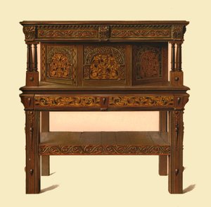 Tölgyfa állóbüfé, 1904 alkotó: Shirley Charles Llewellyn Slocombe