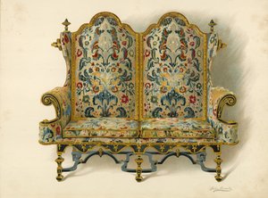 Settee, Leeds hercegének tulajdona (chromolitho) alkotó: Shirley Charles Llewellyn Slocombe