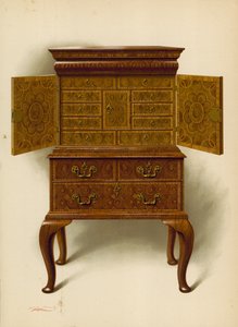 Diófa szekrény, Edward Dent tulajdona (chromolitho) alkotó: Shirley Charles Llewellyn Slocombe