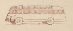 Busz, Párizs, Franciaország, 1951. alkotó: Shirley Markham