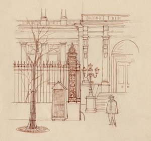 Csendőr a klasszikus épület előtt, Párizs, 1951. alkotó: Shirley Markham
