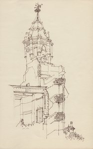 Romos épület tornya, 1950. alkotó: Shirley Markham