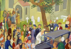 Esküvői csoport a templomkertben, 1948. alkotó: Shirley Markham