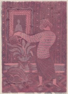 Növényöntöző nő, 1951. alkotó: Shirley Markham