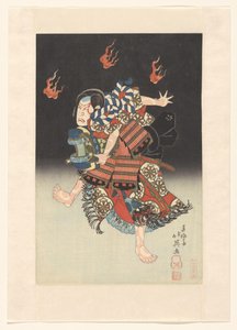 Nakamura Shikan II mint de vos (kitsune) Genkurô a „Hanayagura hitome senbon” hangszínben, Naka Színház