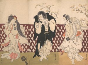 IV. Ichikawa Danjuro a Mongaku szerzetes szerepében a Hana-zumo Genji-biki című darabból, 1775. alkotó: Shunsho