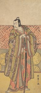Ichikawa Danjuro V, mint Kudo Suketsune, gazdagon öltözött, kardjára támaszkodva, 18. század vége. alkotó: Shunsho