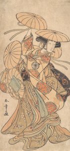 Kabuki színész, Nakamura Tomijuro I női táncszerepben, kb. 1777. alkotó: Shunsho
