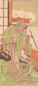 Jelenet a Kawaranu Hana Sakae Hachinoki című dráma második felvonásából, 1769. 12. hónap. alkotó: Shunsho