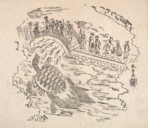 Shinabazu Benten Kaicho: Benten imádásának szertartása a Shinabazu templomban, 18. század. alkotó: Shunsho