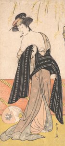 A színész Nakamura Riko, mint Oiran, kötve őt Obi, kb. 1779.