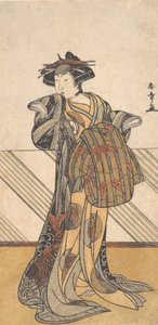 A negyedik Iwai Hanshiro rózsaszín kimonóba öltözött udvarhölgyként, kb. 1778. alkotó: Shunsho