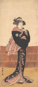 A harmadik Azuma Tozo fekete kimonós nőként, valószínűleg 1782-ben. alkotó: Shunsho