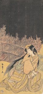 A harmadik Segawa Kikunojo guggoló pozícióban lévő nőként, 1778. alkotó: Shunsho