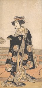 Yoshizawa Iroha, mint egy folyóparti ház Engawáján álló nő, kb. 1778.