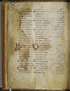 Harley MS 5786 f.2v háromnyelvű zsoltár. Rahlfs 174, c. 1130-54 (vellum)