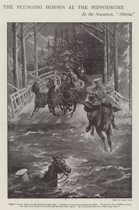 Merülő lovak Szibériában, előadás a londoni Hippodrome-on (litho) alkotó: Sidney Paget