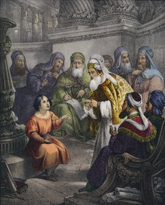 Krisztus az orvosokkal a templomban (színes metszet) alkotó: Siegfried Detler Bendixen