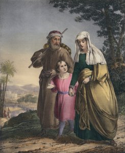 Jézus szüleivel visszatér Názáretbe (színes metszet) alkotó: Siegfried Detler Bendixen