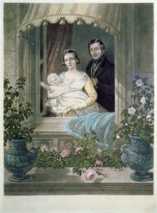 Viktória királynő, Albert herceg és a baba a windsori kastélyban alkotó: Siegfried Detler Bendixen