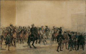 Henri Duval Dampierres gróf cuirassiers érkezése a kastély udvarára