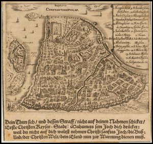 Konstantinápoly 1668-as térképe Sigmund von Birken tollából alkotó: Sigmund von Birken
