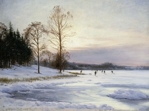Korcsolyázók a befagyott tavon alkotó: Sigvard Hansen