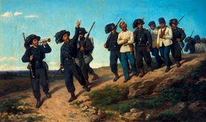 Őrök vezetik a foglyokat alkotó: Silvestro Lega