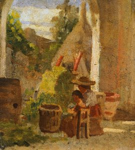 Rusztikus loggia, Country Study triptichon alkotó: Silvestro Lega