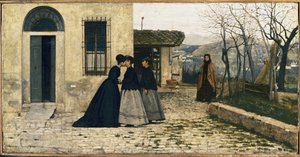 A látogatás (olaj, vászon alkotó: Silvestro Lega