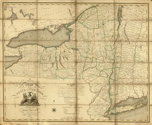 New York állam térképe. LOC 74696138 alkotó: Simeon De Witt