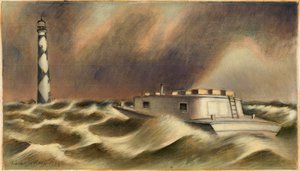 Mail to Cape Lookout (freskó tanulmány, Beaufort, Észak-Karolina Postahivatal) alkotó: Simka Simkhovitch