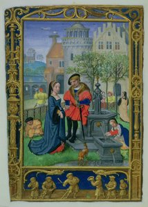 Add hozzá a 24098 f.21v április: Udvarolás, a Book of Hours vagy a Golf Book, c.1520-30 (vellum)