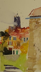 Clocher, Languedoc, 2002 (akvarell) alkotó: Simon Fletcher