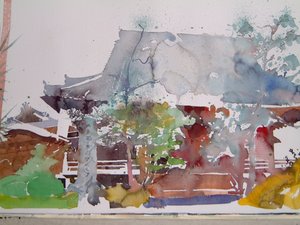 Kiotói templom (akvarell, papír) alkotó: Simon Fletcher