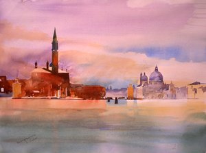 San Giorgio és Salute, 2006 (akvarell, papír) alkotó: Simon Fletcher