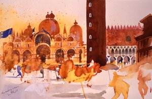Találkozó, San Marco, 2006 (akvarell, papír) alkotó: Simon Fletcher