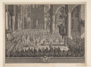 Karel Christiaan van Nassau-Weilburg házassága Karolina hercegnővel, 1760 (...) Weilburg nassaui herceg és (...) Carolina van Oranje & Nassau ünnepélyes esküvőjének képe 1760. március 5-én, szerdán, a Groote Kerk in 