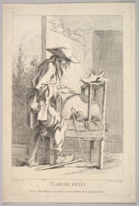 Elülső rész: Gaigne Petit, a Le Cris de Paris-ból The Cries of Paris, 1. tábla, 18. század.