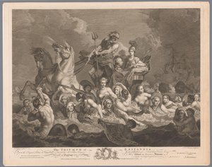 A brit haditengerészet és a francia flotta felett aratott győzelem allegóriája Britannia diadala (cím a tárgyon)