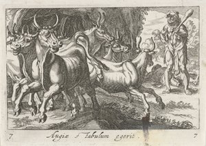 Hercules hoedt de kudde van Geryon (cím a tárgyon) Herculische téma (sorozat címe) alkotó: Simon Frisius