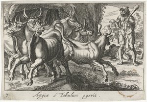 Hercules hoedt de kudde van Geryon (cím a tárgyon) Herculische téma (sorozat címe) alkotó: Simon Frisius