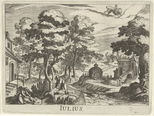 július Julius (cím a tárgyon) Tizenkét hónap (sorozat címe) alkotó: Simon Frisius